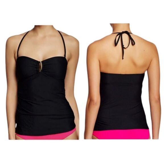 SPANX Other - SOLD NWT Spanx 2372 Slimming Black Tankini Gold Loop cutout bandeau neck 16